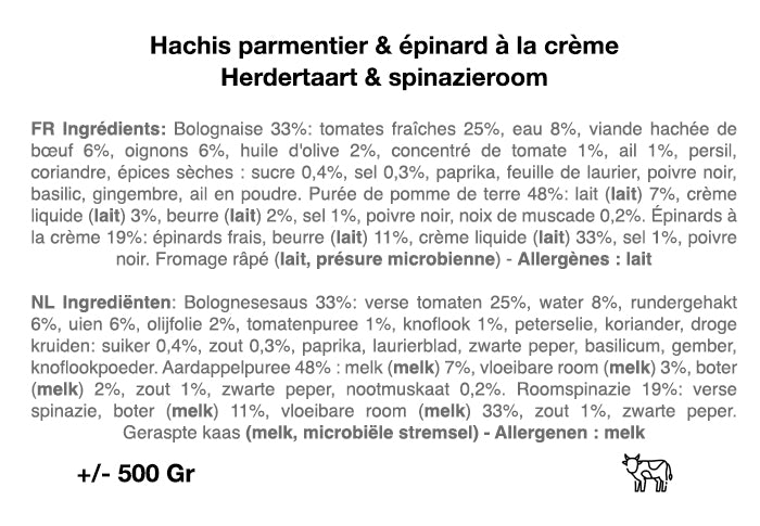 Hachis parmentier & épinards à la crème