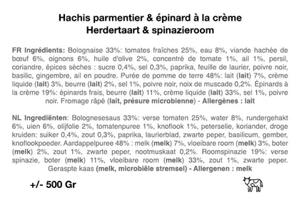 Hachis parmentier & épinards à la crème