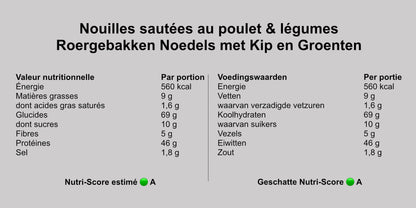 Nouilles sautées au poulet & légumes