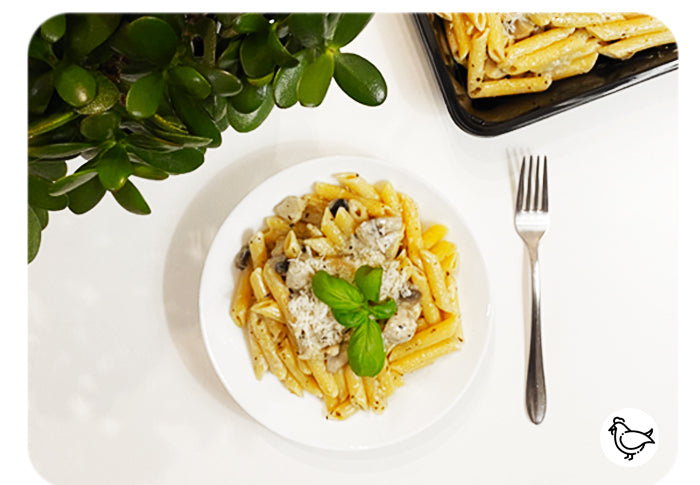 Penne à la crème de champignon et poulet