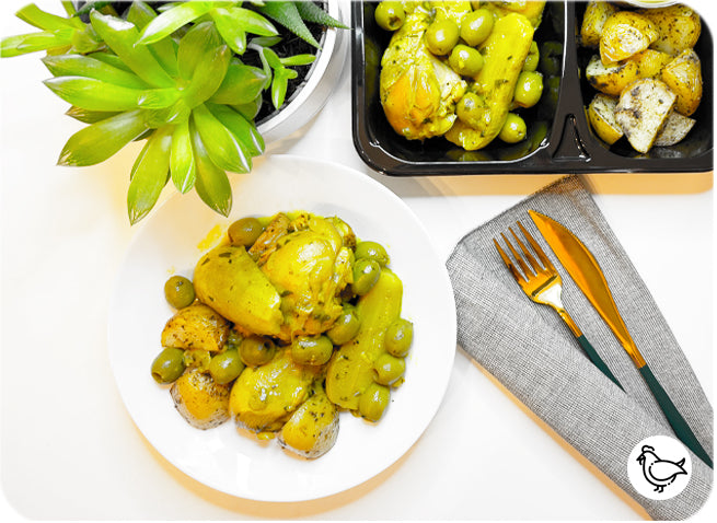 Tajine de poulet aux olives et courgettes
