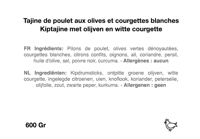 Tajine de poulet aux olives et courgettes