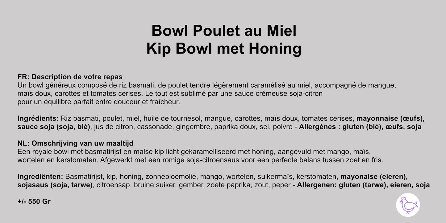Bowl de poulet au miel